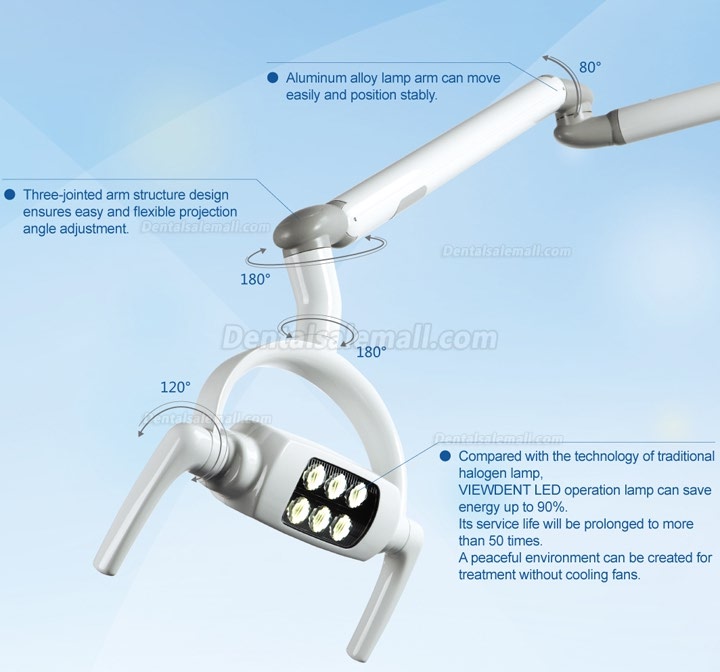 US STOCK!Ceiling-mounted Dental Oral Light Lamp Operating Lamp 6 LED Lens With Arm